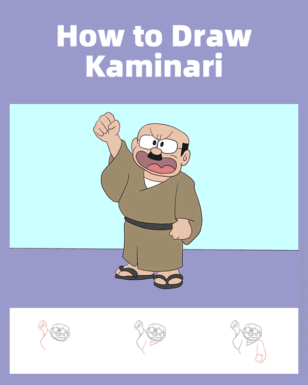 how to draw kaminari from doraemon - www.cuteeasydrawings.com