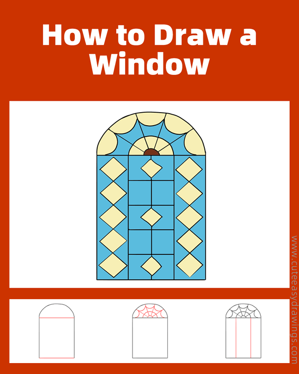 how to draw a church window - www.cuteeasydrawings.com