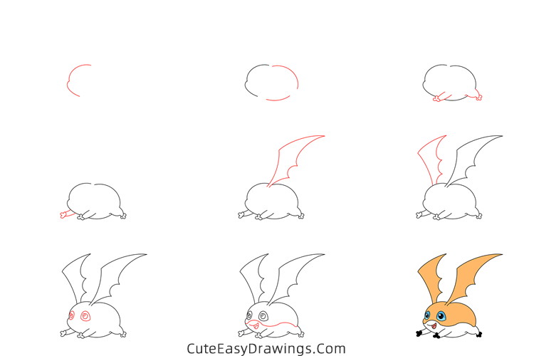 how to draw patamon from digimon - www.cuteeasydrawings.com