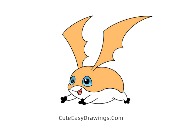 how to draw patamon from digimon - www.cuteeasydrawings.com