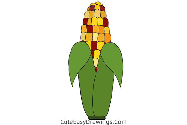 how to draw a corn - www.cuteeasydrawings.com