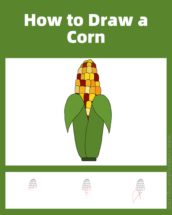 how to draw a corn - www.cuteeasydrawings.com