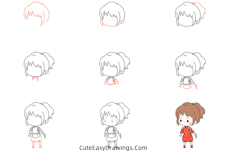 how to draw chihiro ogino from spirited away - www.cuteeasydrawings.com