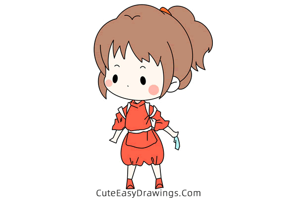 how to draw chihiro ogino from spirited away - www.cuteeasydrawings.com