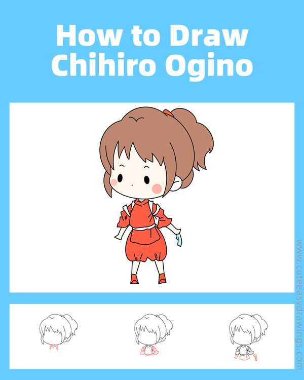 how to draw chihiro ogino from spirited away - www.cuteeasydrawings.com