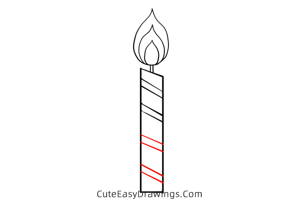 how to draw a candle - www.cuteeasydrawings.com