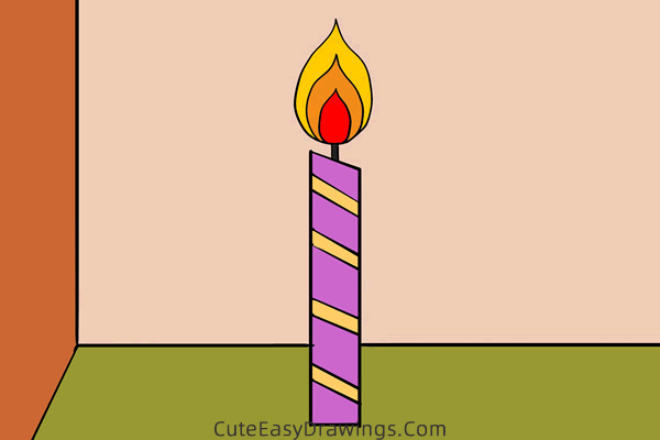 how to draw a candle - www.cuteeasydrawings.com