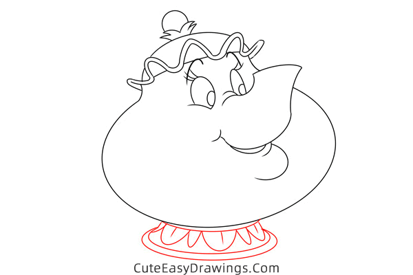 how to draw mrs potts from beauty and the beast - www.cuteeasydrawings.com