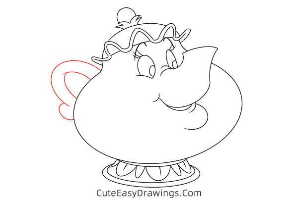 how to draw mrs potts from beauty and the beast - www.cuteeasydrawings.com