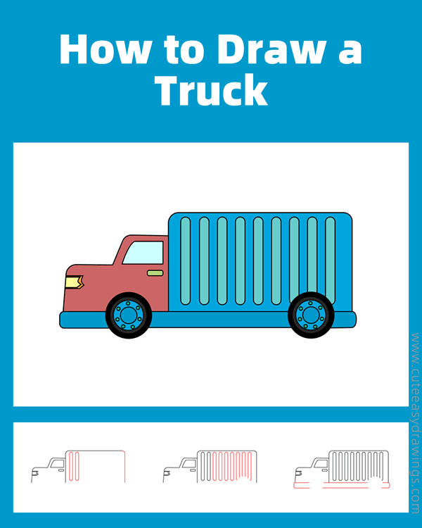 how to draw a truck - www.cuteeasydrawings.com