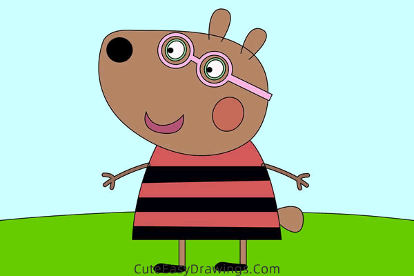 how to draw belinda bear from peppa pig - www.cuteeasydrawings.com