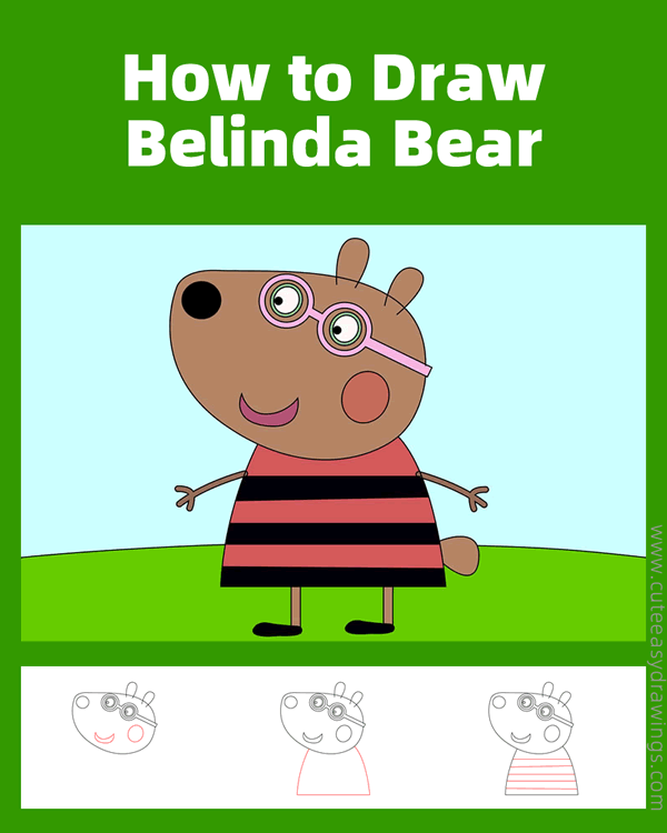 how to draw belinda bear from peppa pig - www.cuteeasydrawings.com