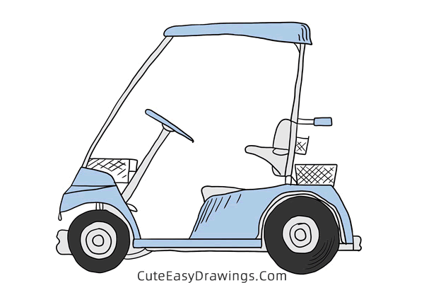 how to draw a golf cart - www.cuteeasydrawings.com