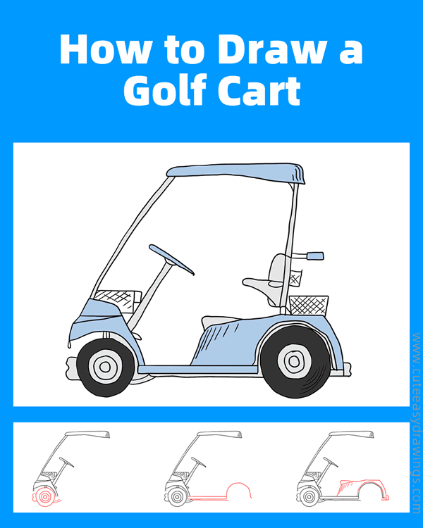 how to draw a golf cart - www.cuteeasydrawings.com