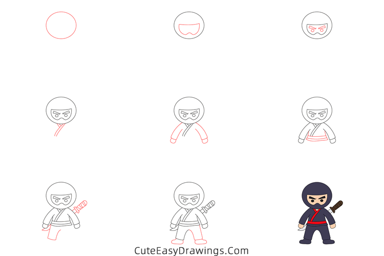 how to draw a ninja easy - www.cuteeasydrawings.com