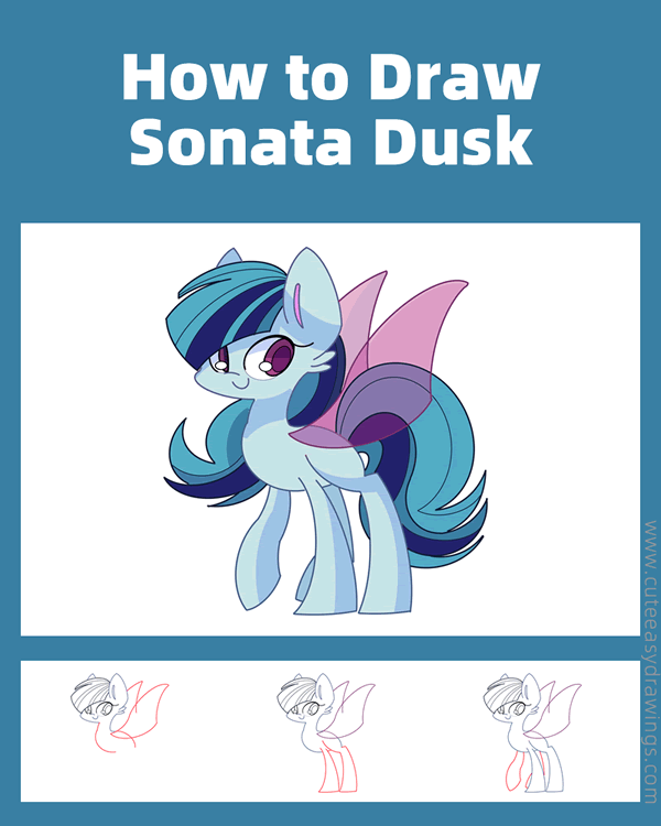 how to draw sonata dusk from my little pony - www.cuteeasydrawings.com