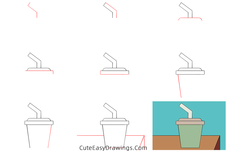 how to draw a cup with straw - www.cuteeasydrawings.com