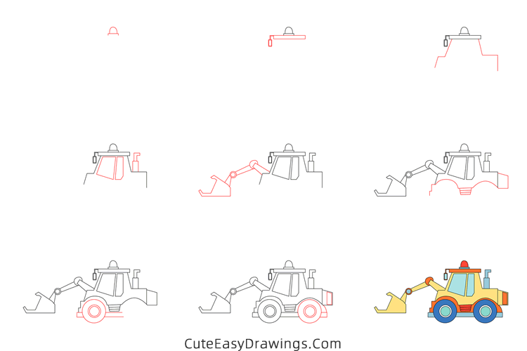 how to draw a bulldozer easy - www.cuteeasydrawings.com