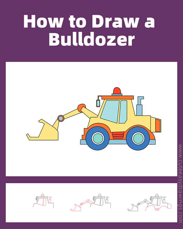 how to draw a bulldozer easy - www.cuteeasydrawings.com