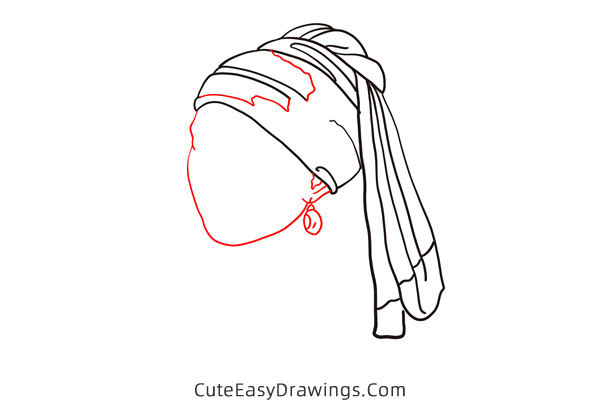 how to draw girl with a pearl earring - www.cuteeasydrawings.com