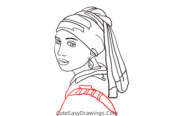 how to draw girl with a pearl earring - www.cuteeasydrawings.com