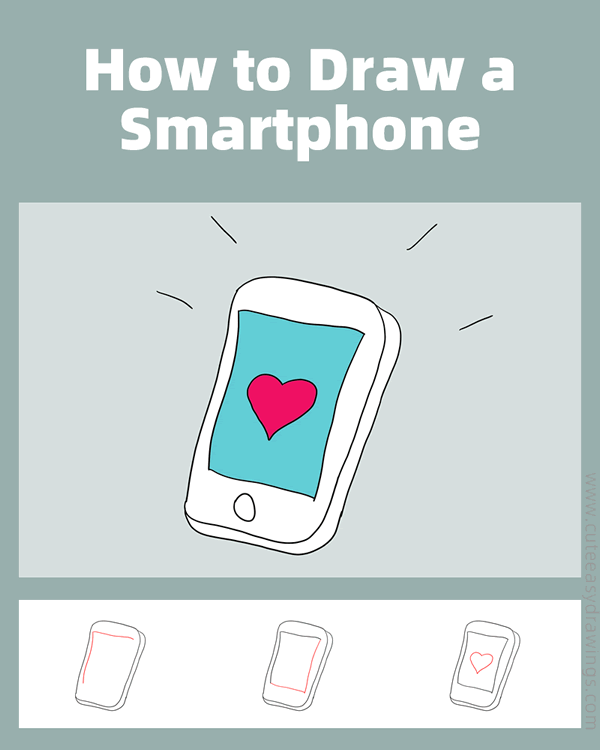 how to draw a smartphone - www.cuteeasydrawings.com