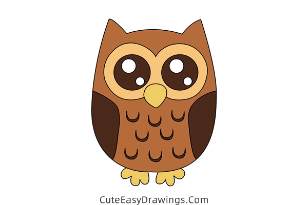 how to draw a cute owl - www.cuteeasydrawings.com