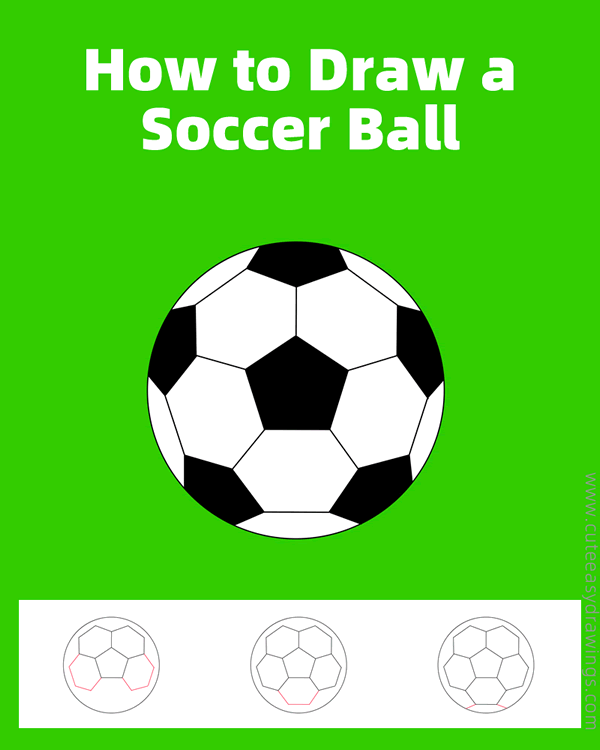 how to draw a soccer ball 3d - www.cuteeasydrawings.com