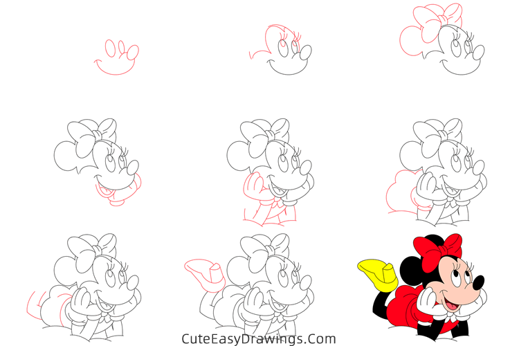 how to draw cute minnie mouse - www.cuteeasydrawings.com