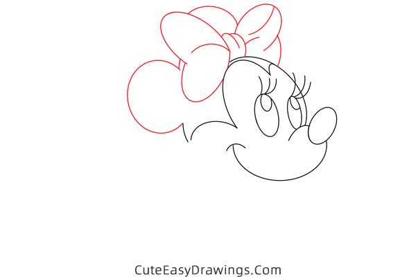 how to draw cute minnie mouse - www.cuteeasydrawings.com