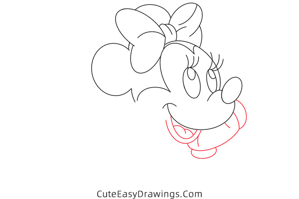 how to draw cute minnie mouse - www.cuteeasydrawings.com