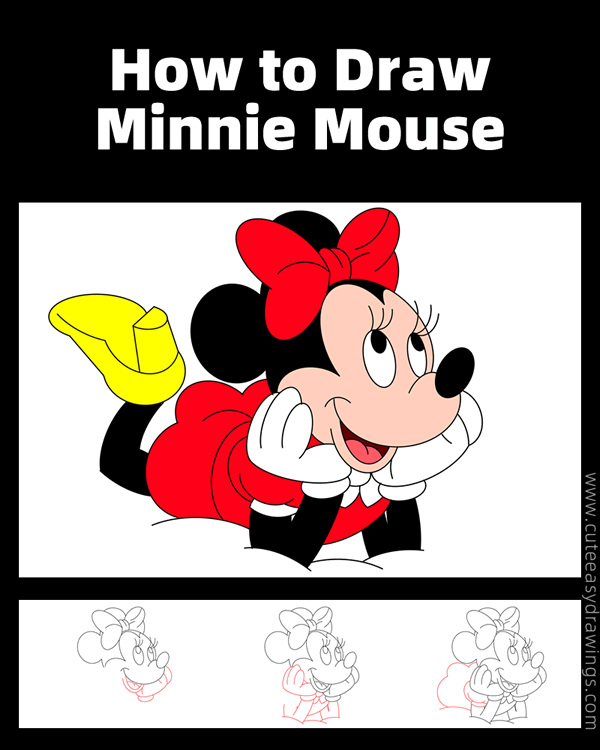 how to draw cute minnie mouse - www.cuteeasydrawings.com