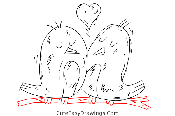 how to draw birds in love - www.cuteeasydrawings.com