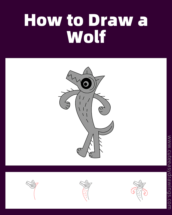 how to draw a cute wolf - www.cuteeasydrawings.com