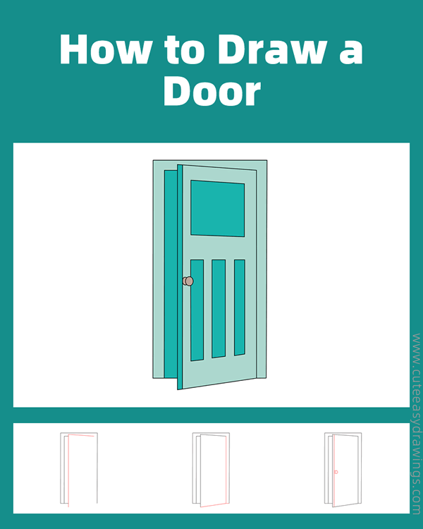 how to draw a door - www.cuteeasydrawings.com