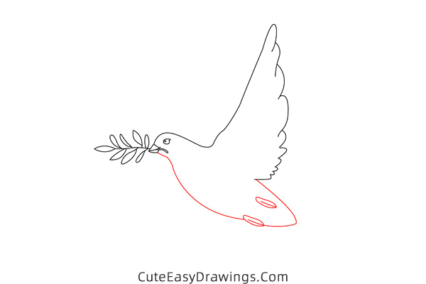 how to draw a dove of peace - www.cuteeasydrawings.com