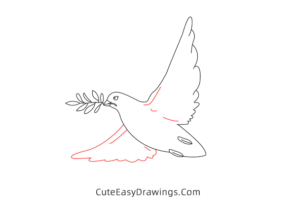 how to draw a dove of peace - www.cuteeasydrawings.com