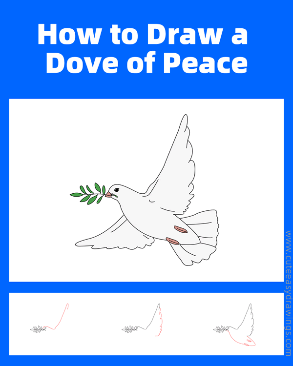 how to draw a dove of peace - www.cuteeasydrawings.com