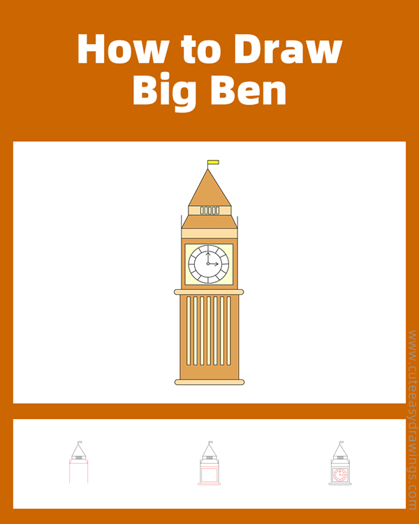 how to draw big ben easy - www.cuteeasydrawings.com