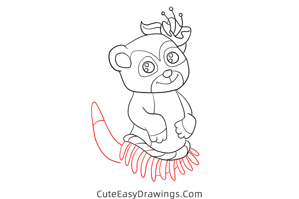 how to draw a cute lemur - www.cuteeasydrawings.com