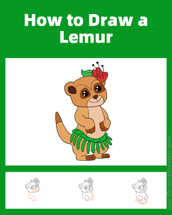 how to draw a cute lemur - www.cuteeasydrawings.com