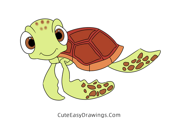 how to draw squirt from finding nemo - www.cuteeasydrawings.com