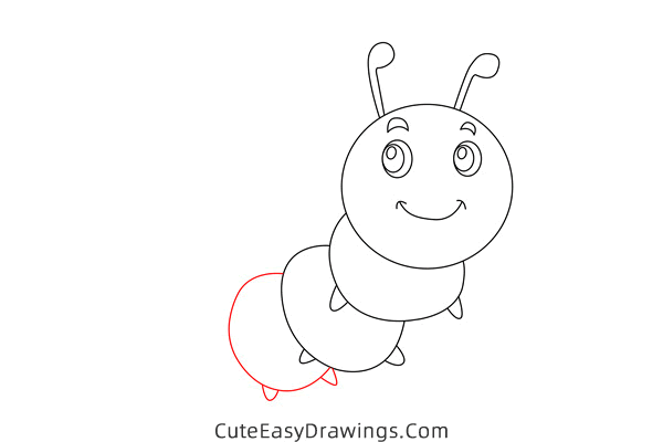 how to draw a caterpillar - www.cuteeasydrawings.com