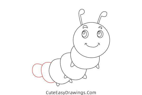 how to draw a caterpillar - www.cuteeasydrawings.com