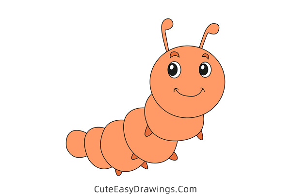 how to draw a caterpillar - www.cuteeasydrawings.com