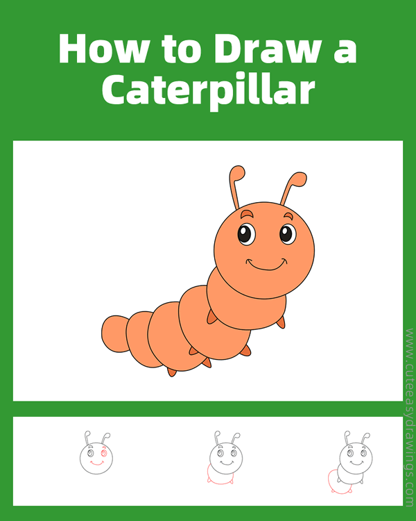 how to draw a caterpillar - www.cuteeasydrawings.com