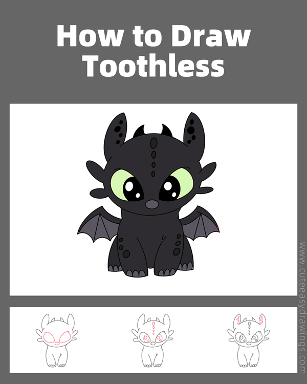 how to draw toothless from how to train your dragon - www.cuteeasydrawings.com