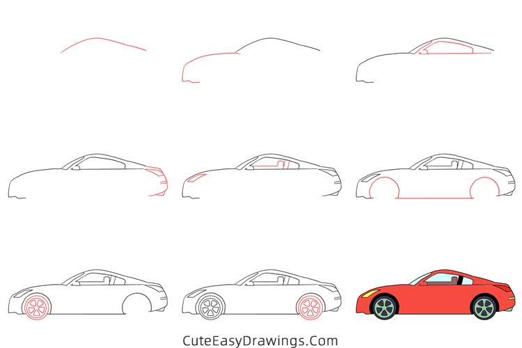 how to draw a sports car - www.cuteeasydrawings.com