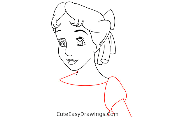 how to draw wendy darling from peter pan - www.cuteeasydrawings.com