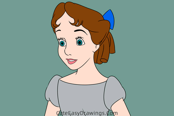 how to draw wendy darling from peter pan - www.cuteeasydrawings.com